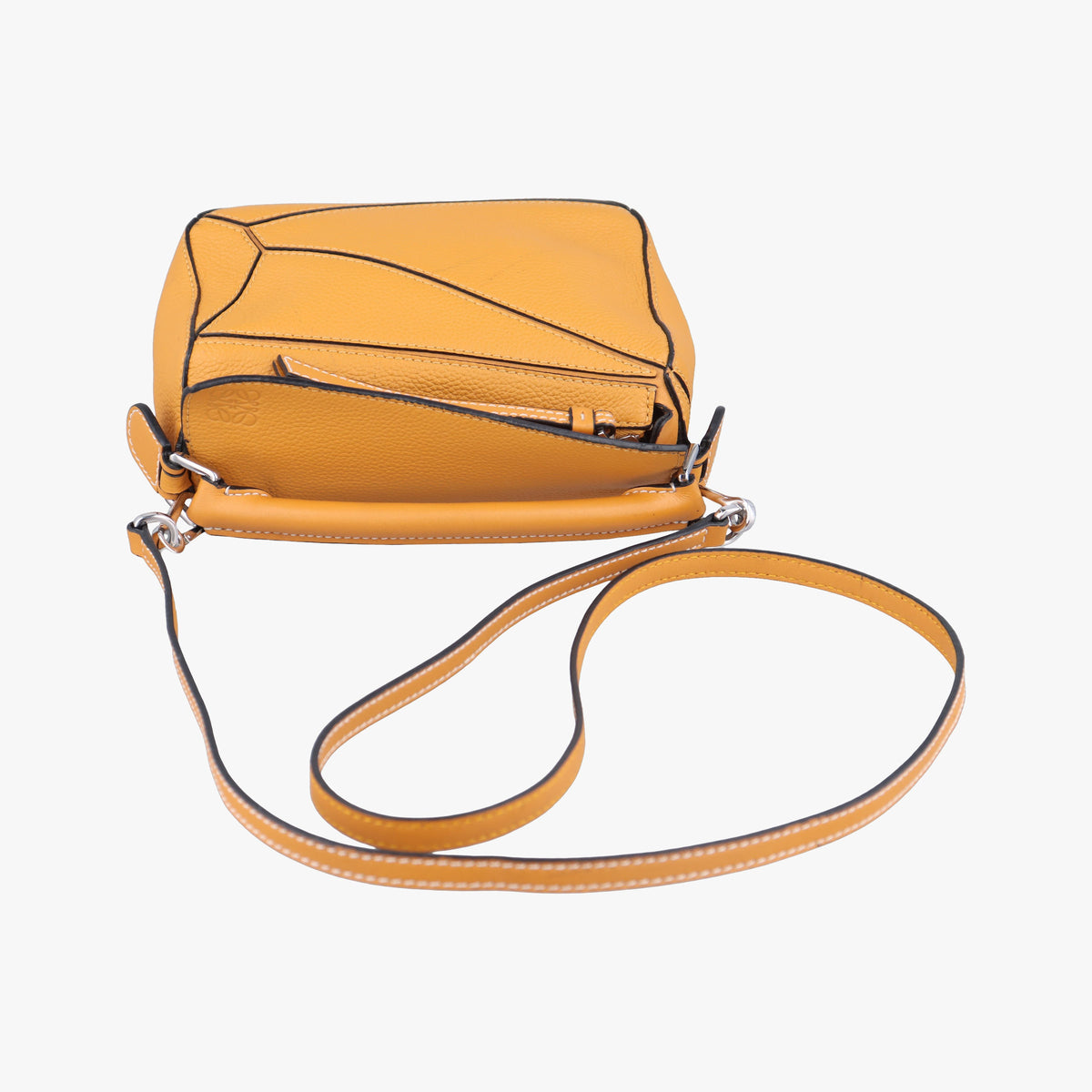 Pre-owned Loewe Puzzle mini Yellow Leather 322 30 U95 shoulderbag | stylenewstar