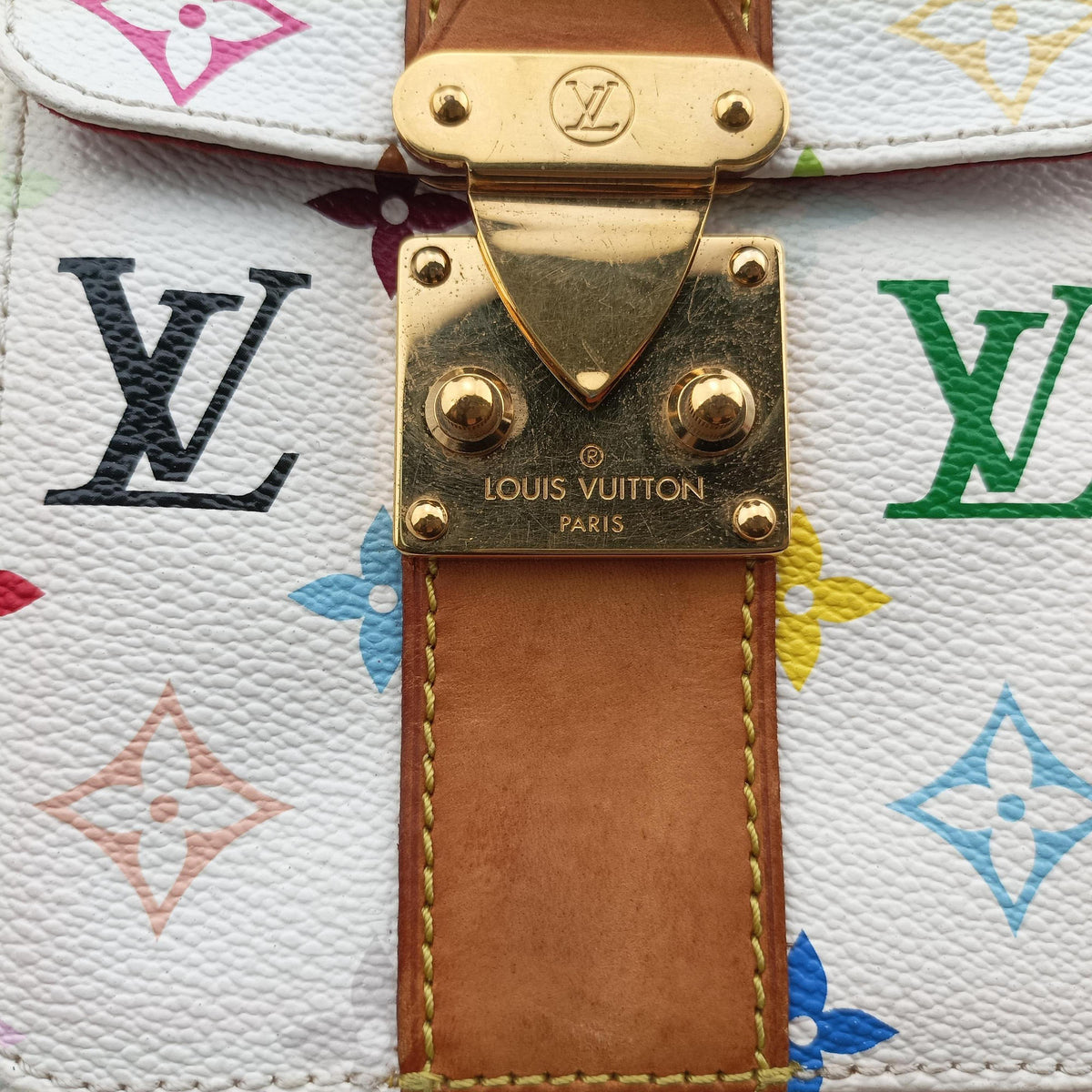 Pre-owned Louis Vuitton Speedy 30 white Monogram Multicolor M92643 handbag | stylenewstar