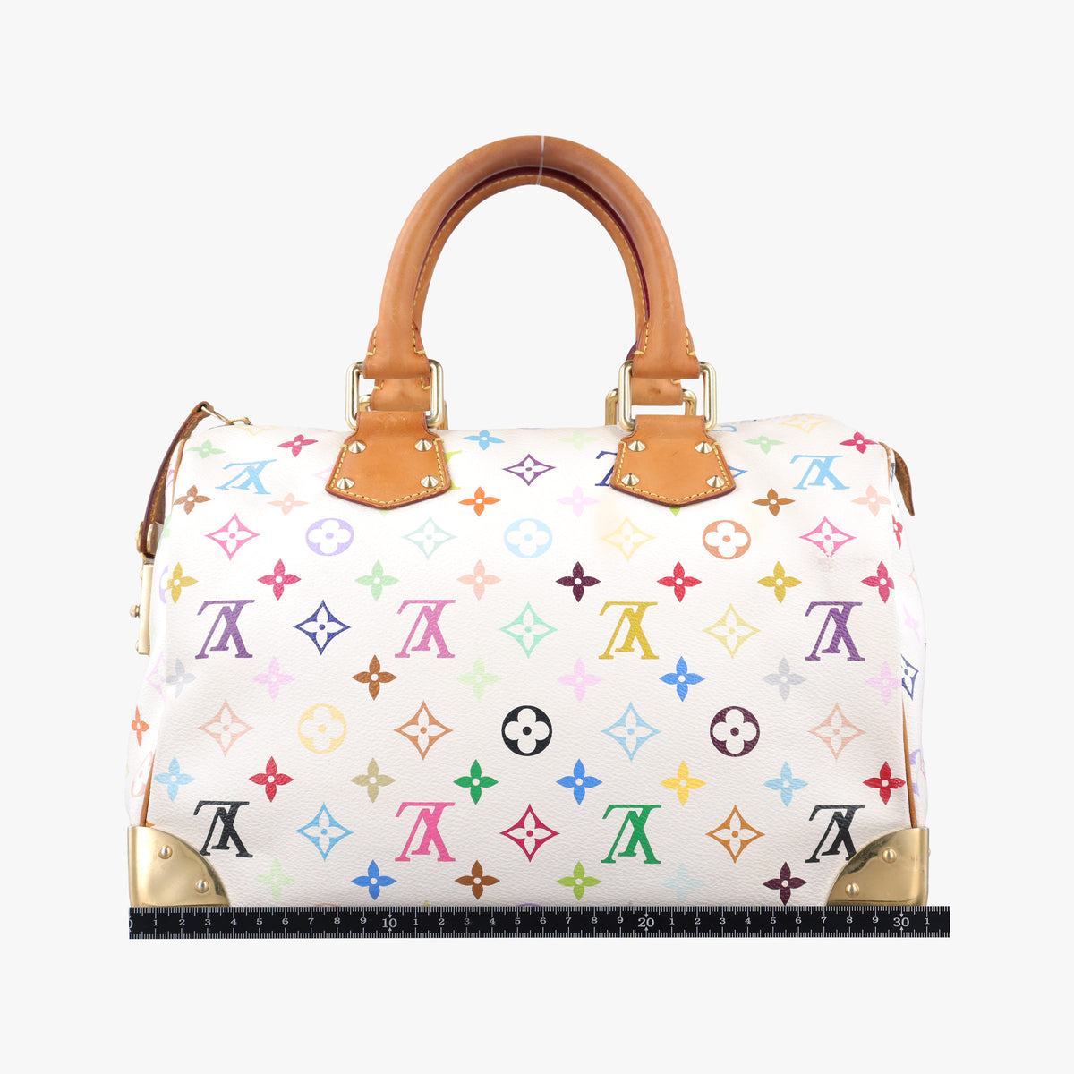 Pre-owned Louis Vuitton Speedy 30 white Monogram Multicolor M92643 handbag | stylenewstar