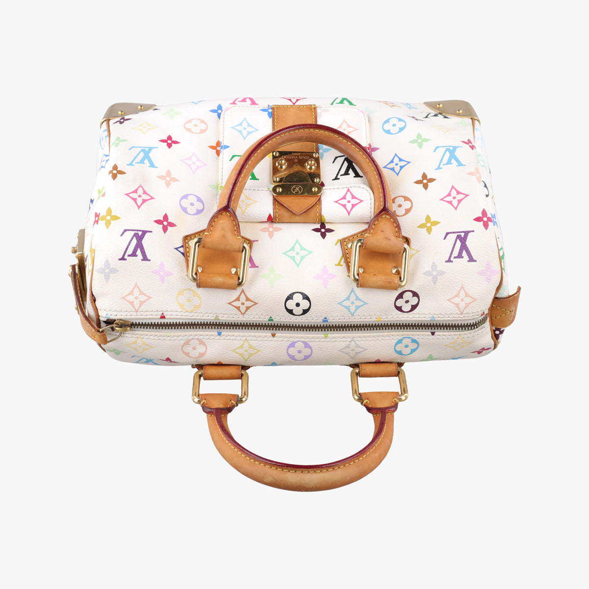 Pre-owned Louis Vuitton Speedy 30 white Monogram Multicolor M92643 handbag | stylenewstar
