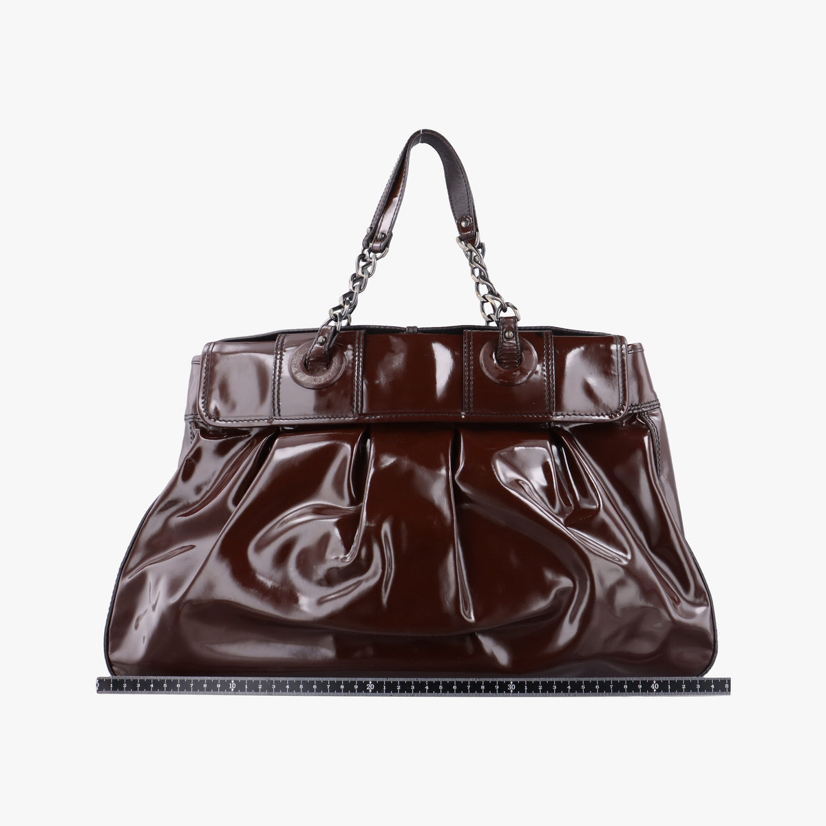 Pre-owned Fendi B Bag Red Brown Patent 8BN166 shoulderbag | stylenewstar