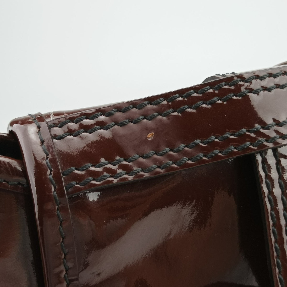 Pre-owned Fendi B Bag Red Brown Patent 8BN166 shoulderbag | stylenewstar