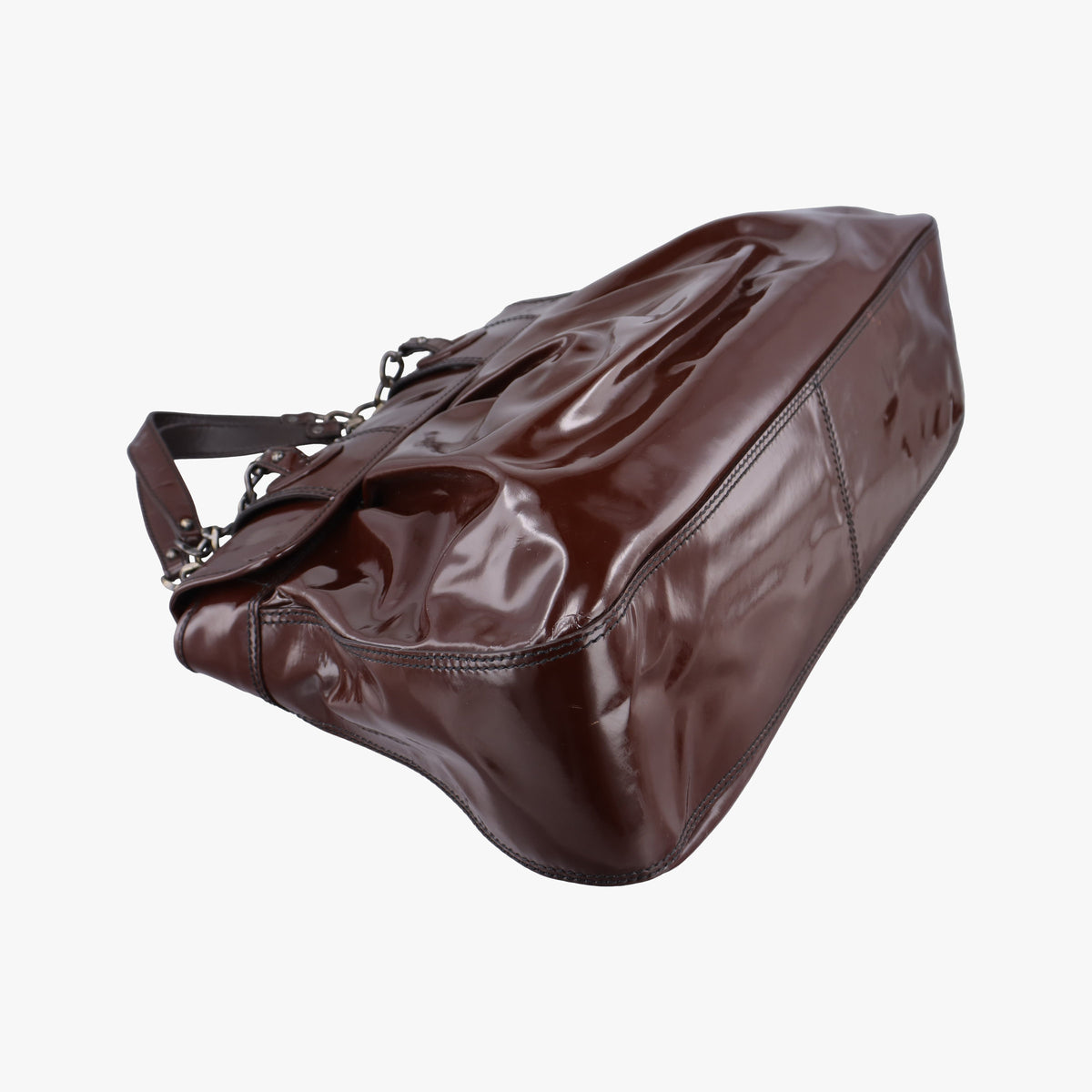 Pre-owned Fendi B Bag Red Brown Patent 8BN166 shoulderbag | stylenewstar