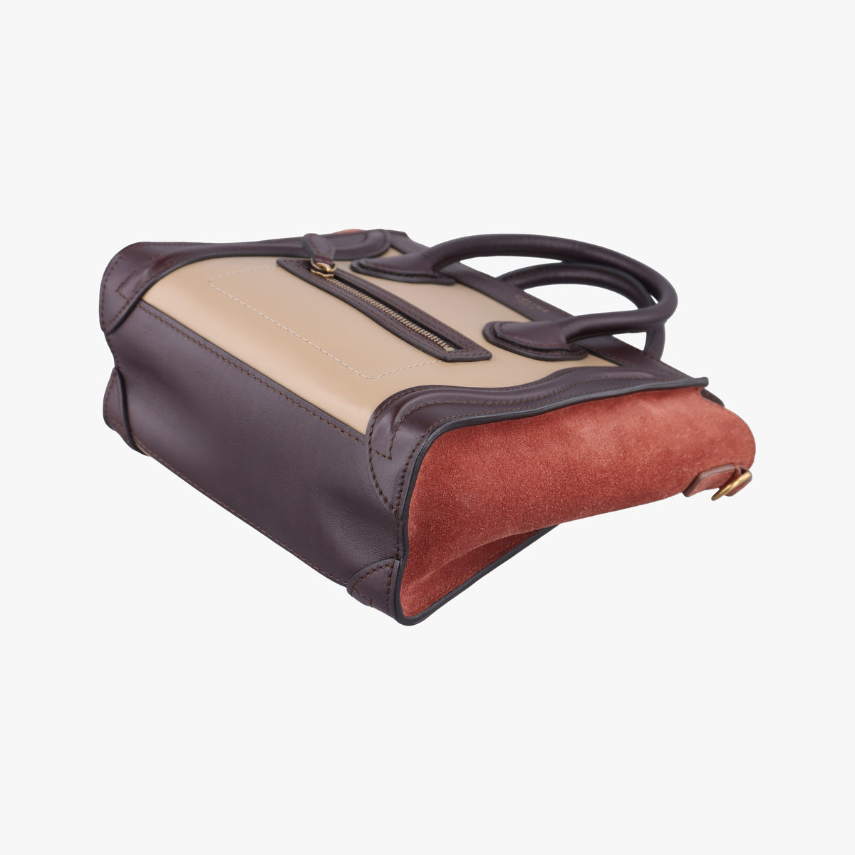 Pre-owned Celine luggage nano shopper Beige×brown Leather×Suede  shoulderbag | stylenewstar