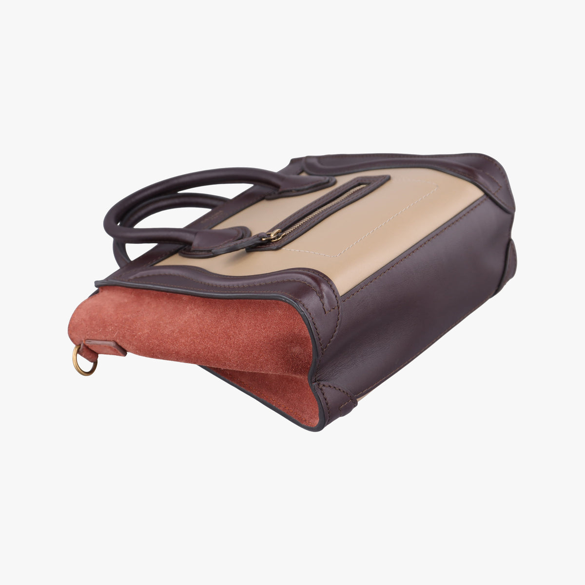 Pre-owned Celine luggage nano shopper Beige×brown Leather×Suede  shoulderbag | stylenewstar