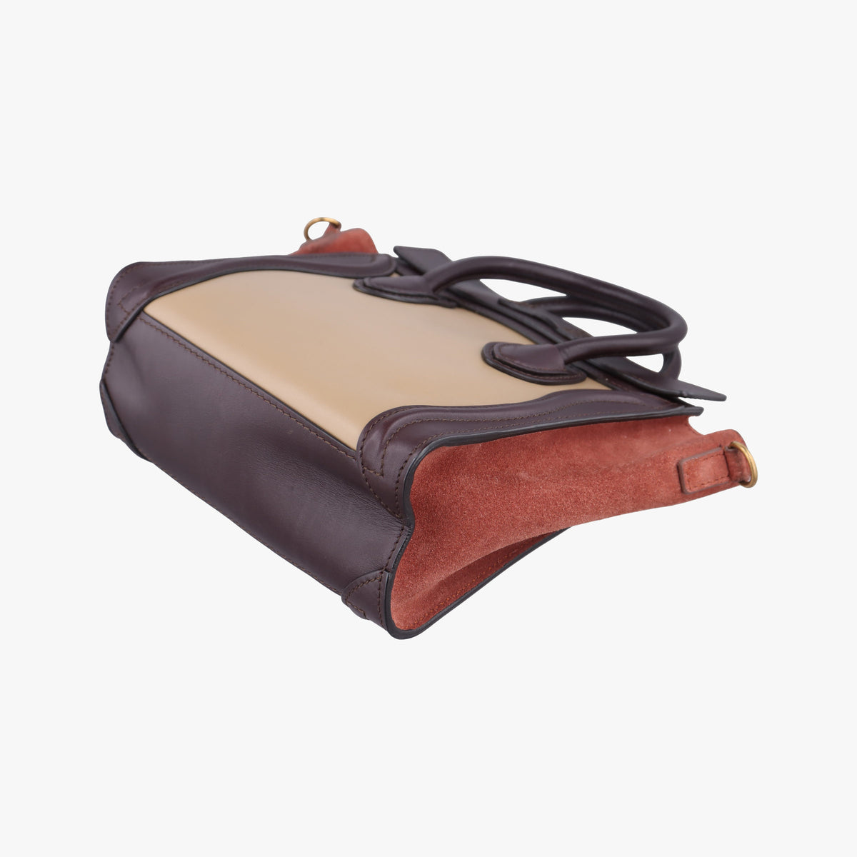 Pre-owned Celine luggage nano shopper Beige×brown Leather×Suede  shoulderbag | stylenewstar