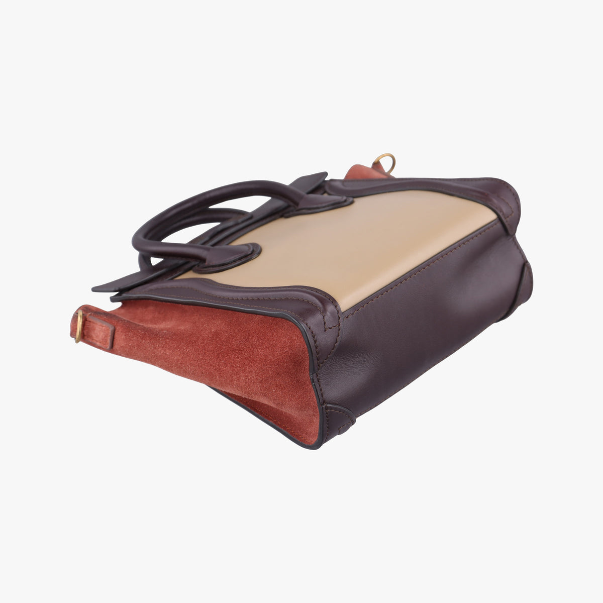 Pre-owned Celine luggage nano shopper Beige×brown Leather×Suede  shoulderbag | stylenewstar
