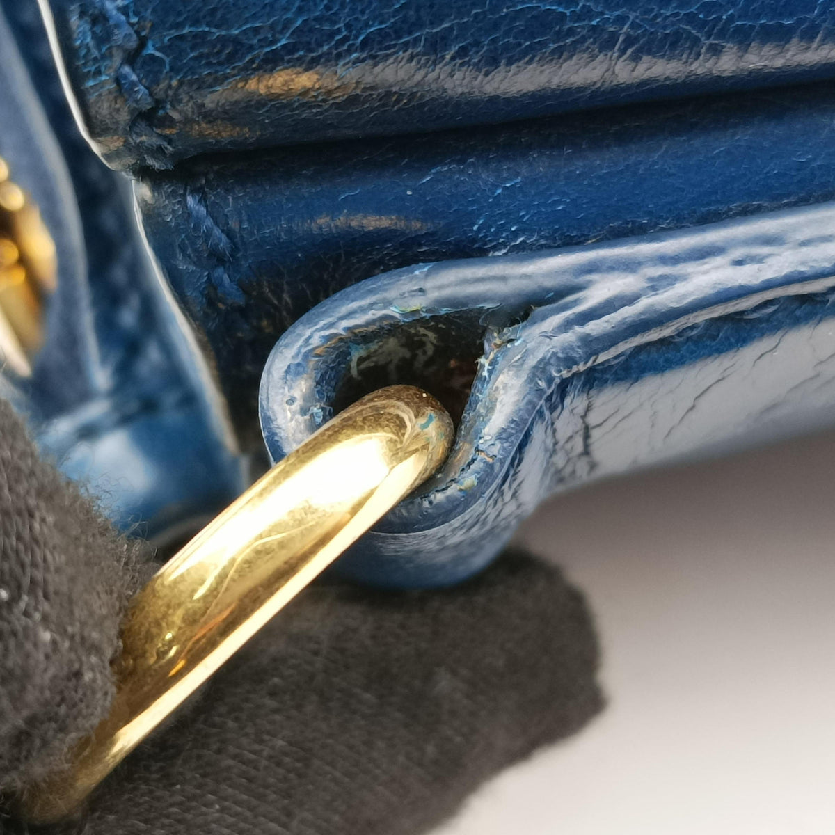 Pre-owned Miu Miu Vitello Shine Shopping Blue Leather  shoulderbag | stylenewstar