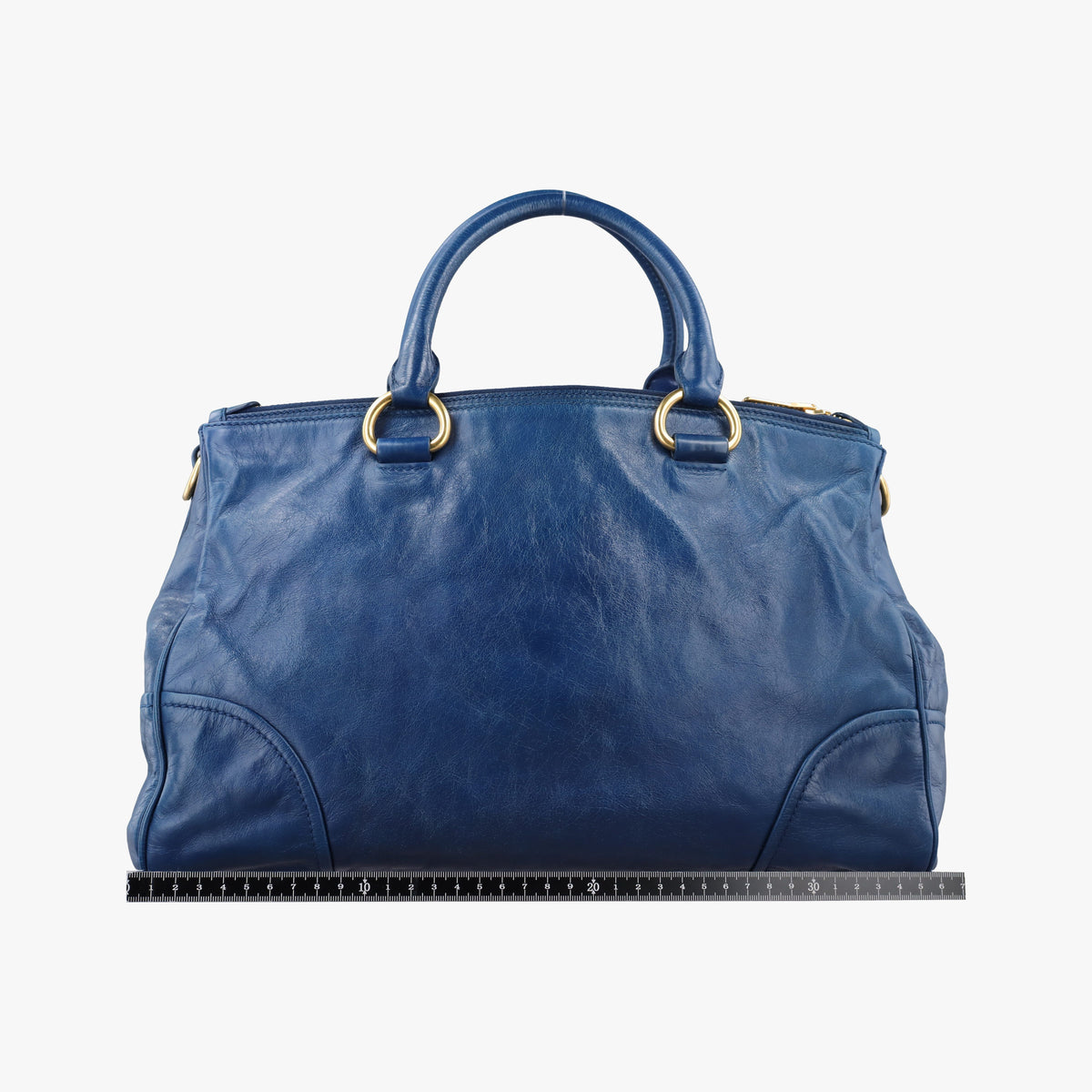 Pre-owned Miu Miu Vitello Shine Shopping Blue Leather  shoulderbag | stylenewstar