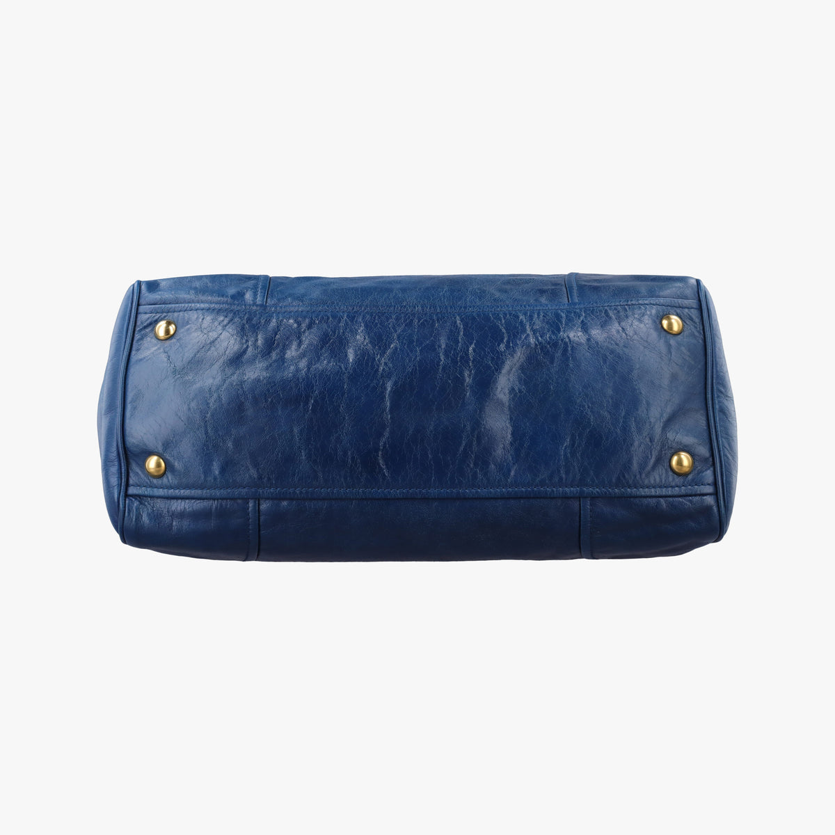 Pre-owned Miu Miu Vitello Shine Shopping Blue Leather  shoulderbag | stylenewstar