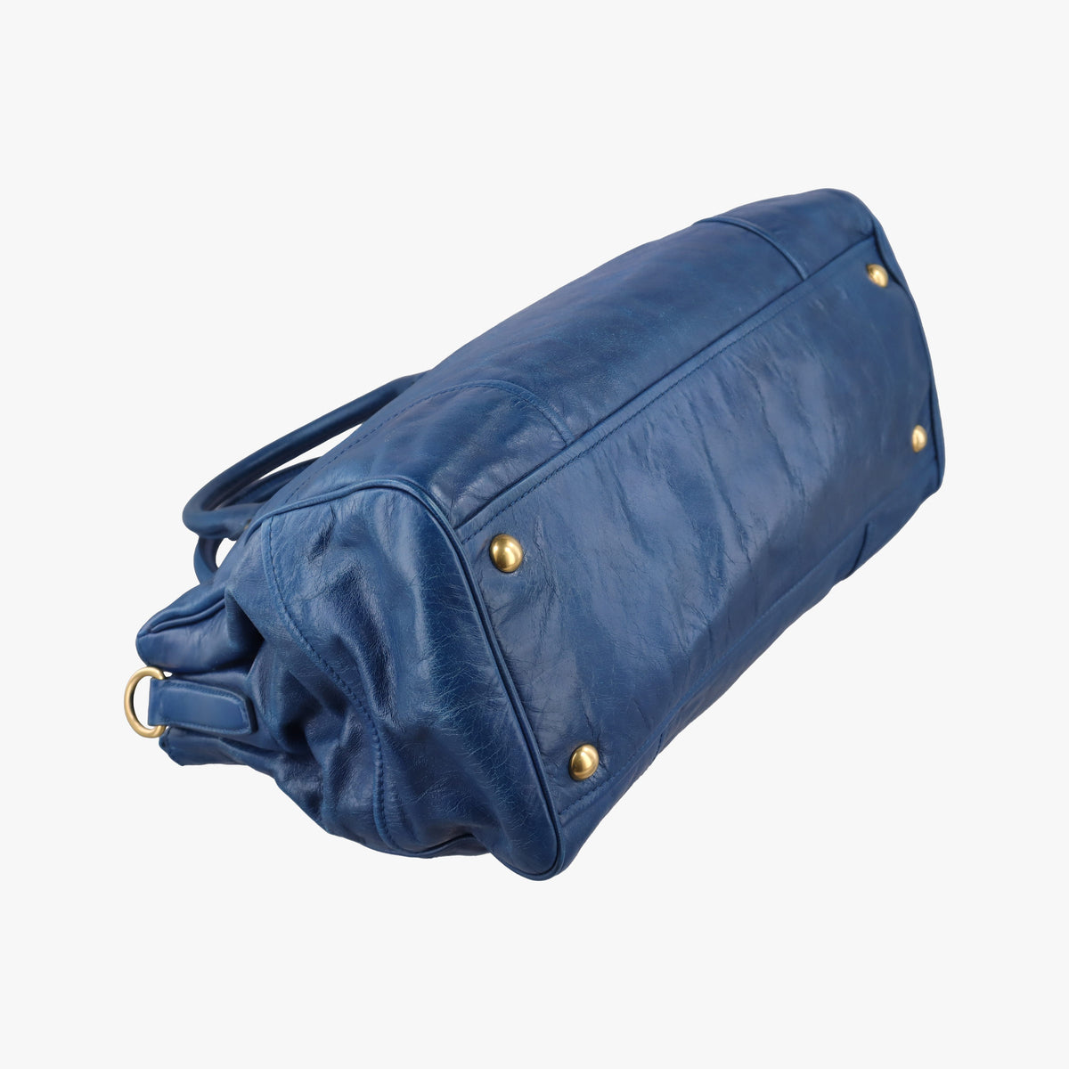 Pre-owned Miu Miu Vitello Shine Shopping Blue Leather  shoulderbag | stylenewstar