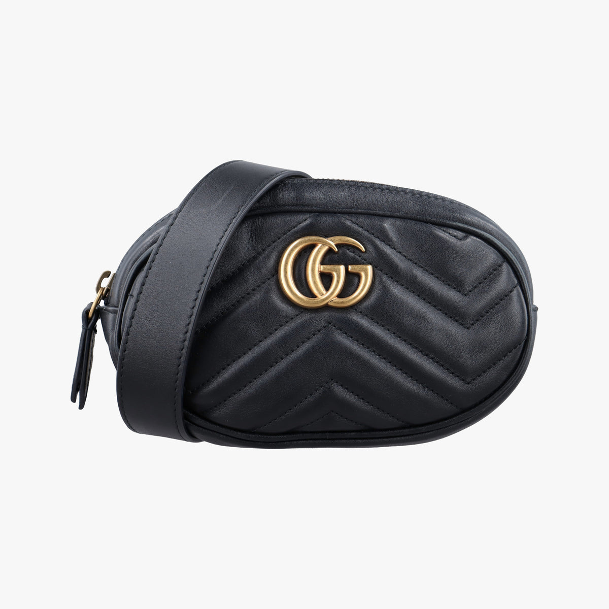 Secondhand Gucci GG Marmont Black Leather 476434 bum bag/waist bag | stylenewstar