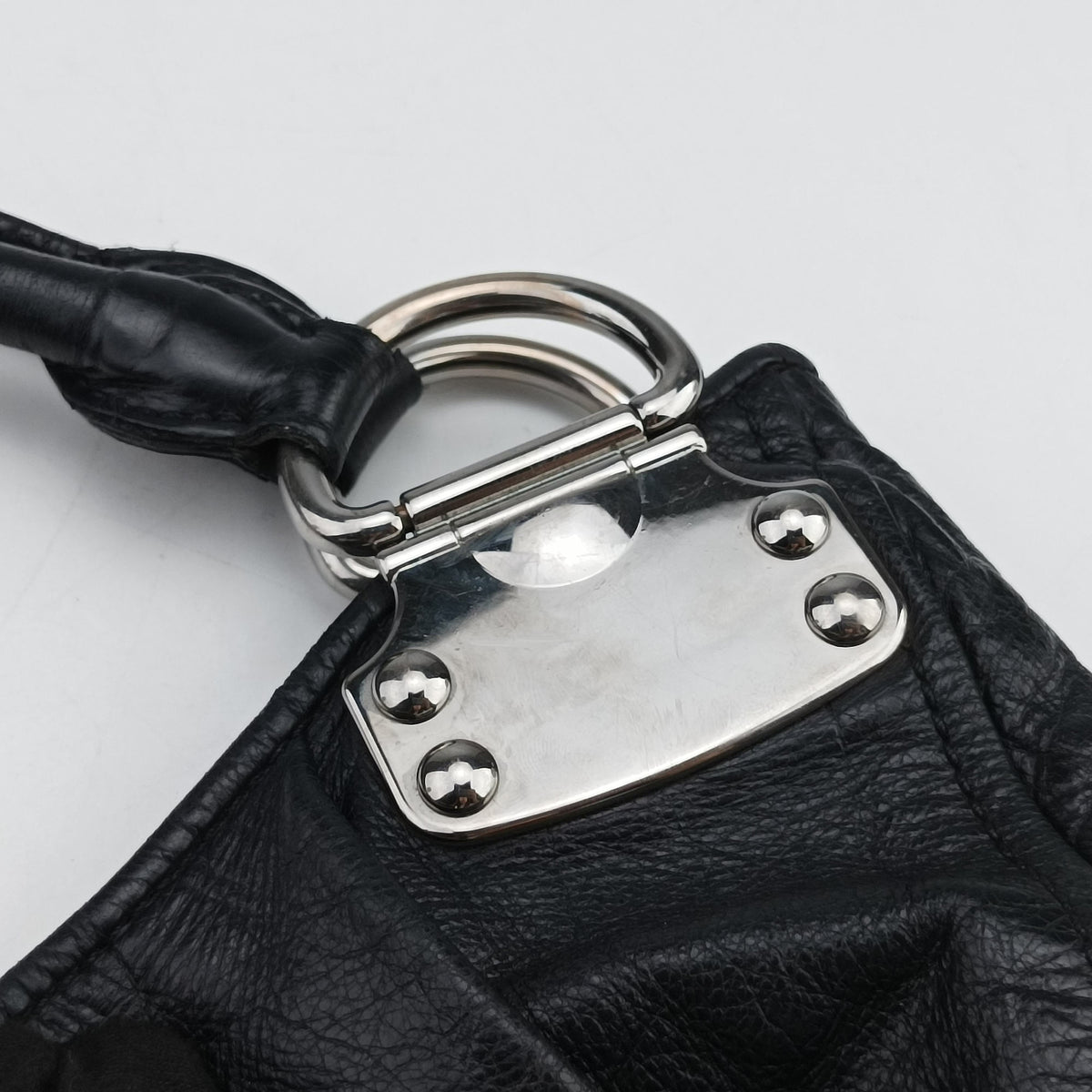 Pre-owned Miu Miu Hobo Bag Black Leather  shoulderbag | stylenewstar