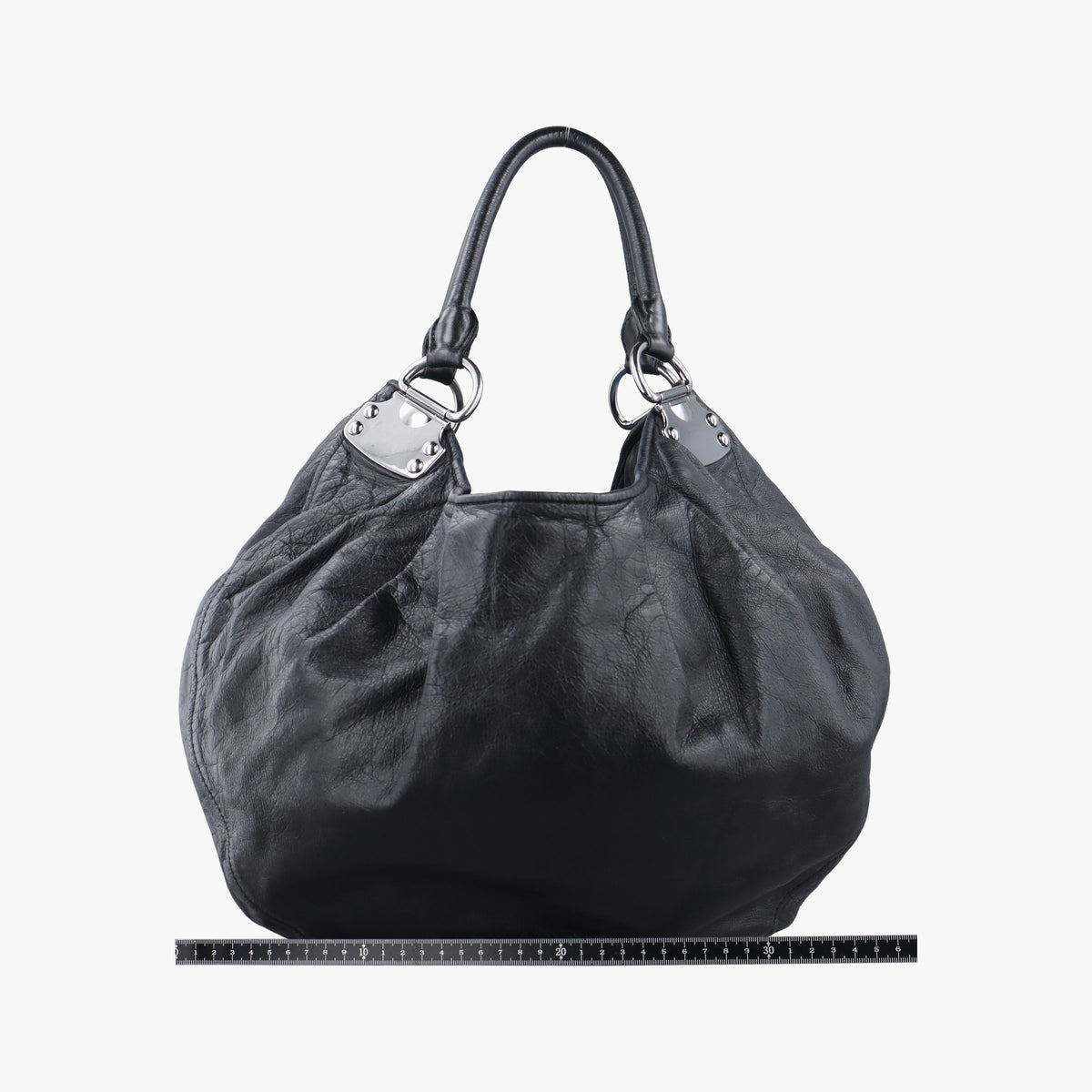 Pre-owned Miu Miu Hobo Bag Black Leather  shoulderbag | stylenewstar