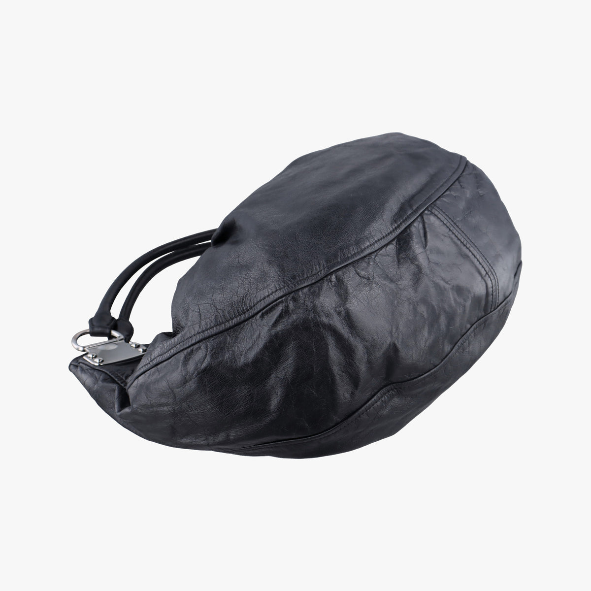 Pre-owned Miu Miu Hobo Bag Black Leather  shoulderbag | stylenewstar