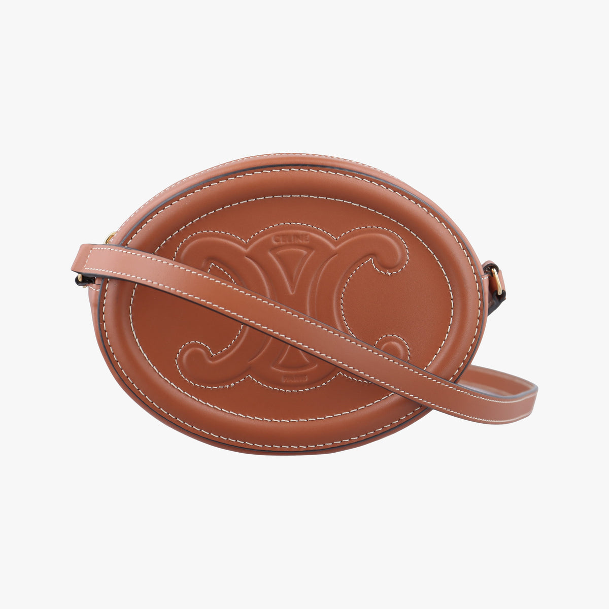 Vintage Celine Oval Purse Cuir Triomphe Brown Leather  shoulderbag | stylenewstar