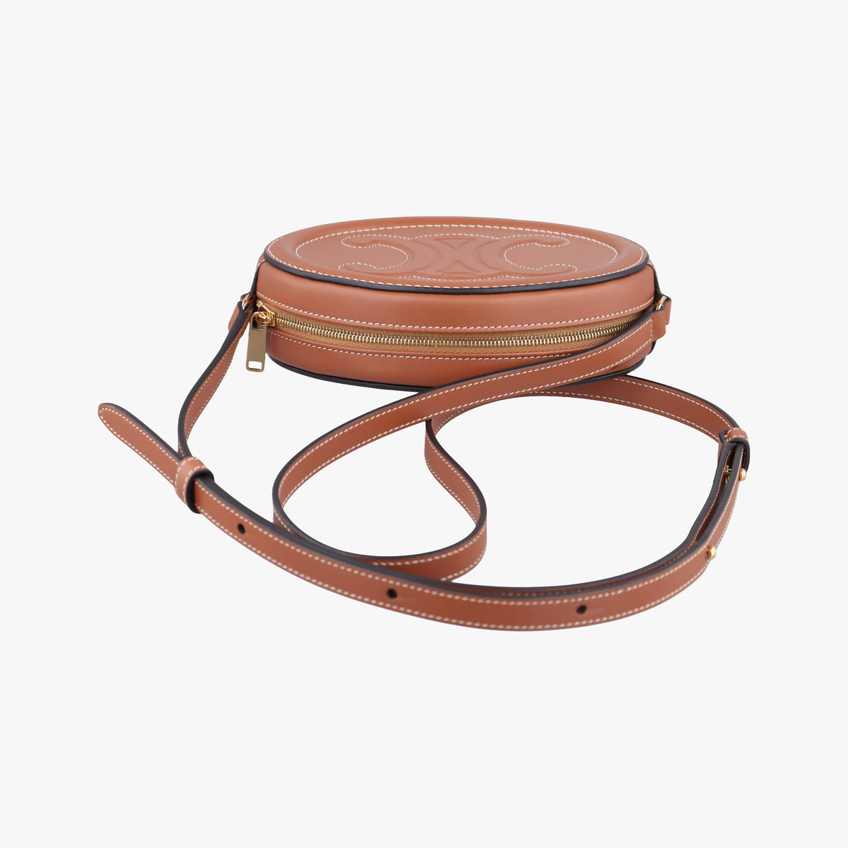 Vintage Celine Oval Purse Cuir Triomphe Brown Leather  shoulderbag | stylenewstar