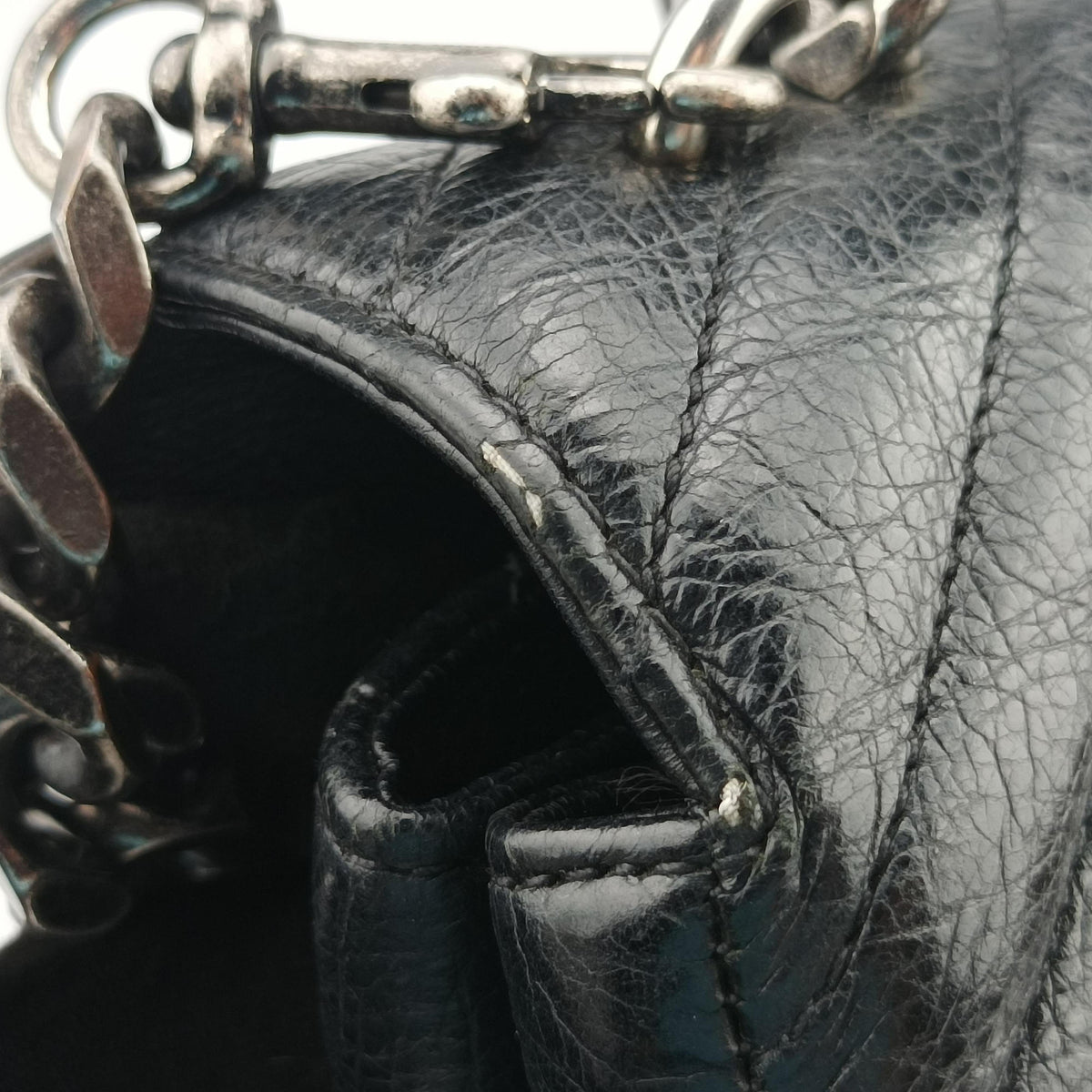 Pre-owned Yves Saint Laurent COLLEGE Black Leather 392738 shoulderbag | stylenewstar