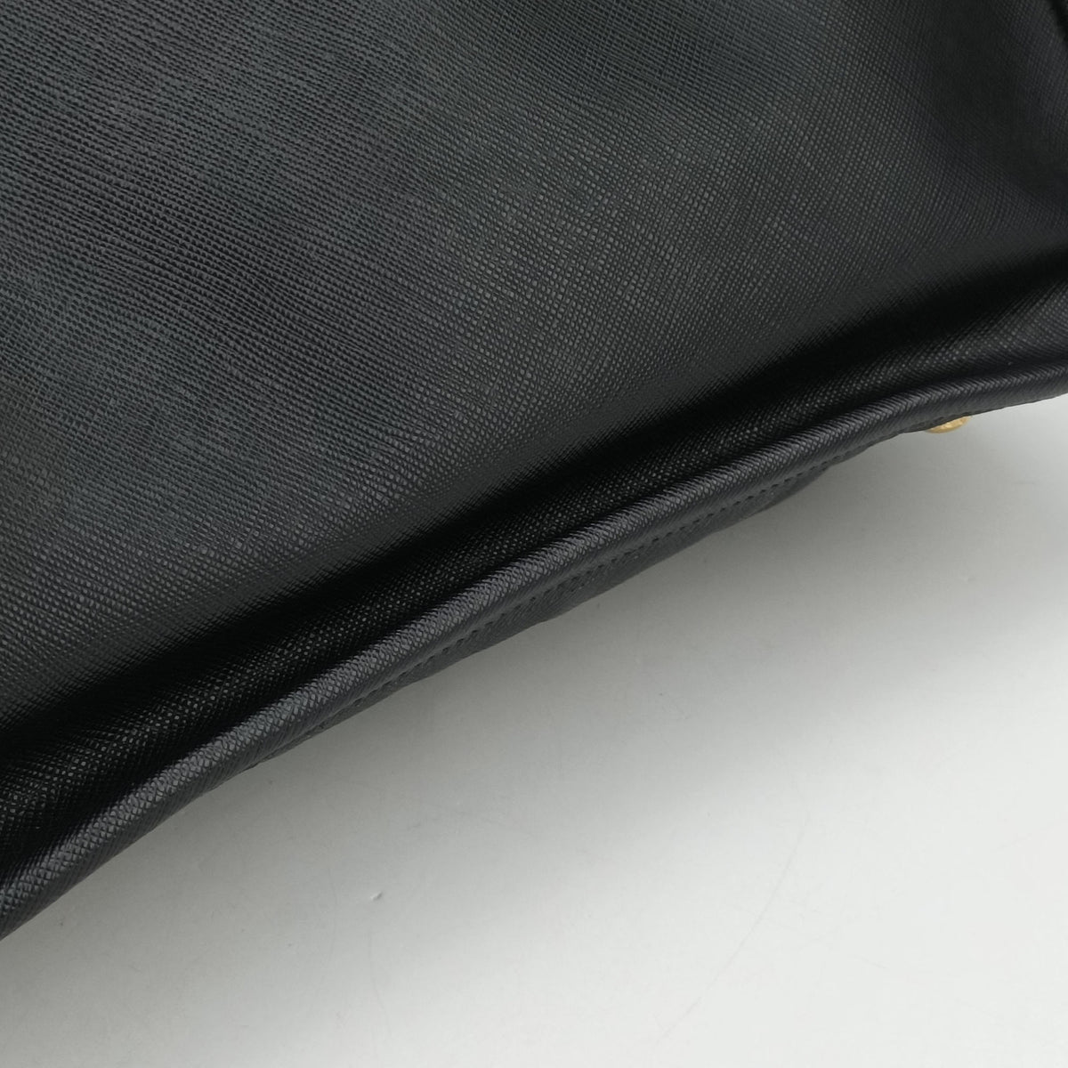 Pre-owned Prada Double Handle Tote Black SAFFIANO Leather BN2186 handbag | stylenewstar