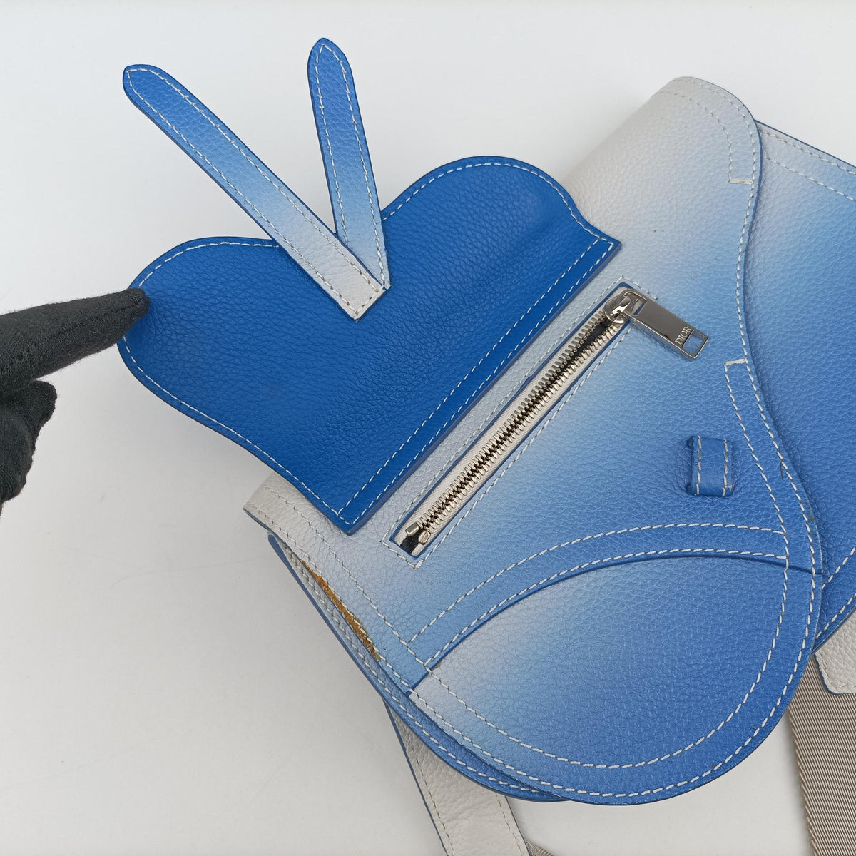 Pre-owned Christian Dior Saddle Blue × Gray leather  bum bag/waist bag | stylenewstar