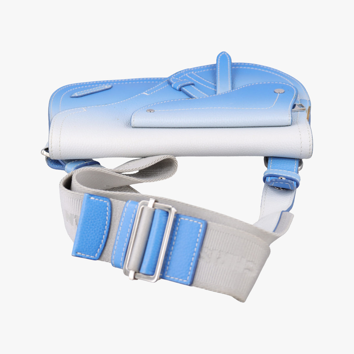 Pre-owned Christian Dior Saddle Blue × Gray leather  bum bag/waist bag | stylenewstar