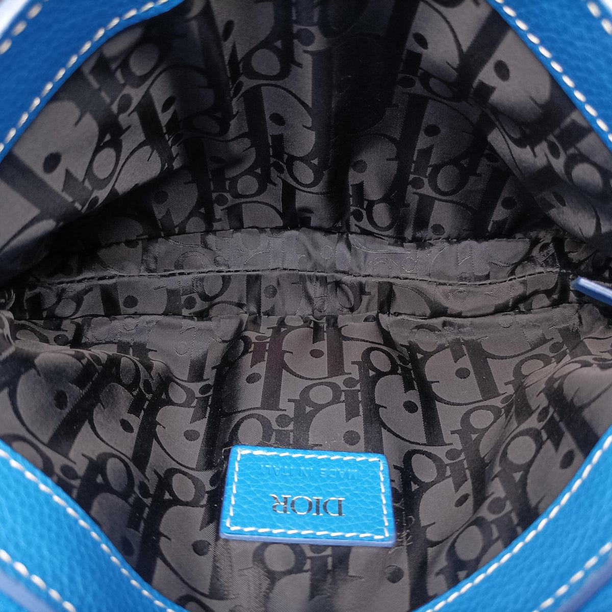 Pre-owned Christian Dior Saddle Blue × Gray leather  bum bag/waist bag | stylenewstar