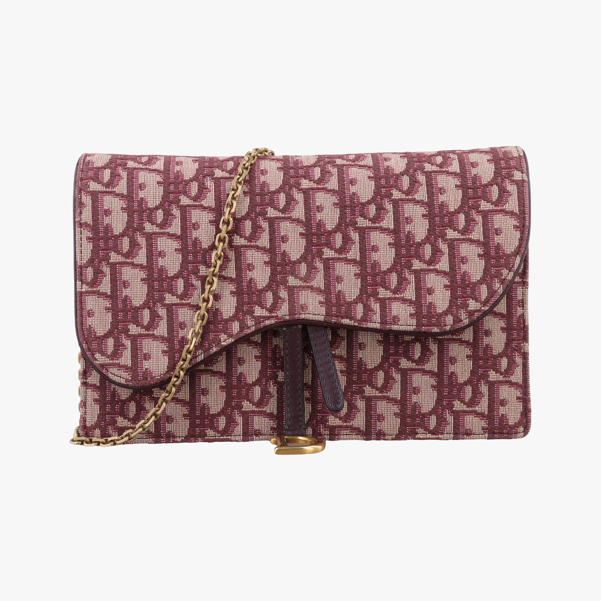 Pre-owned Christian Dior Saddle Red jacquard×Leather  shoulderbag | stylenewstar