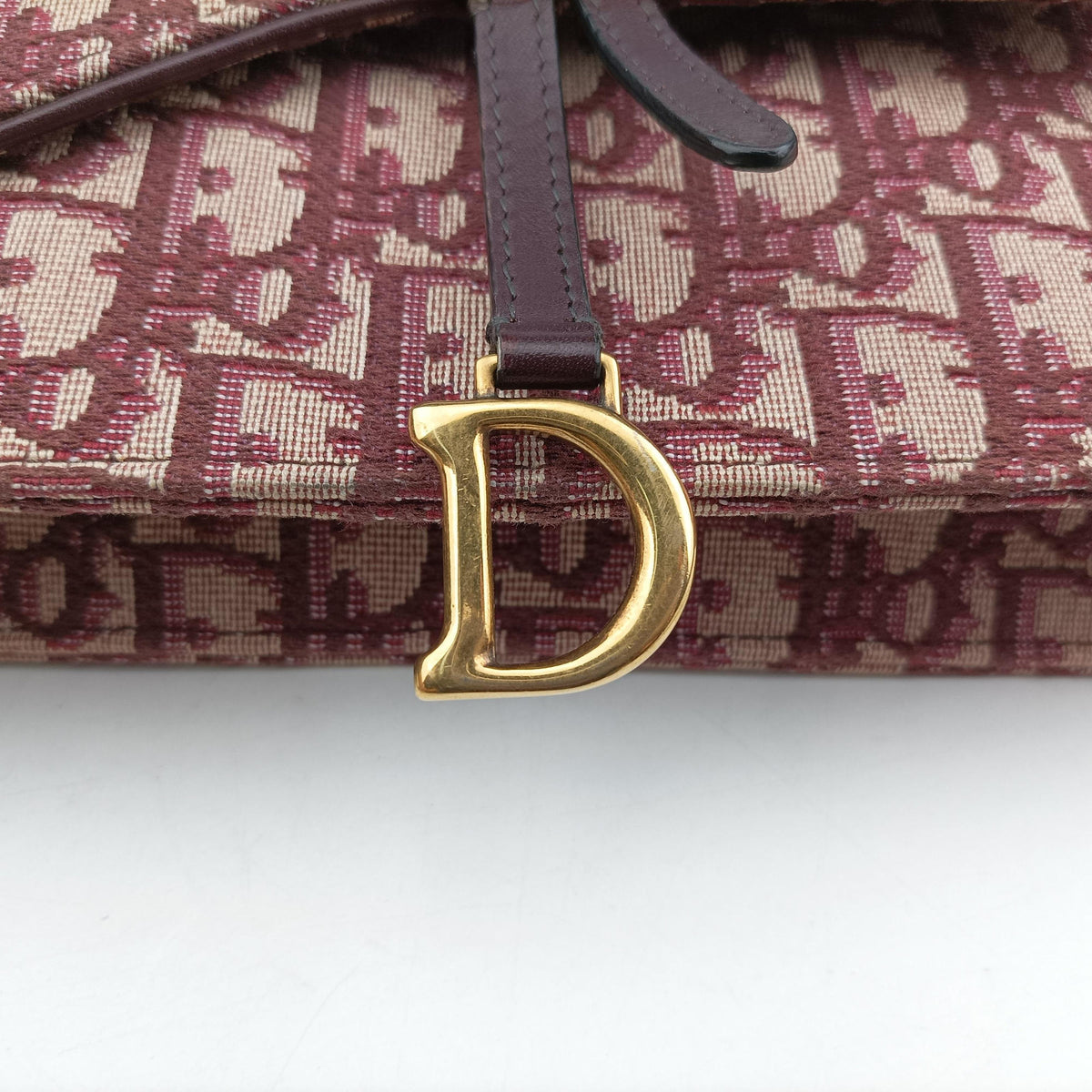 Pre-owned Christian Dior Saddle Red jacquard×Leather  shoulderbag | stylenewstar