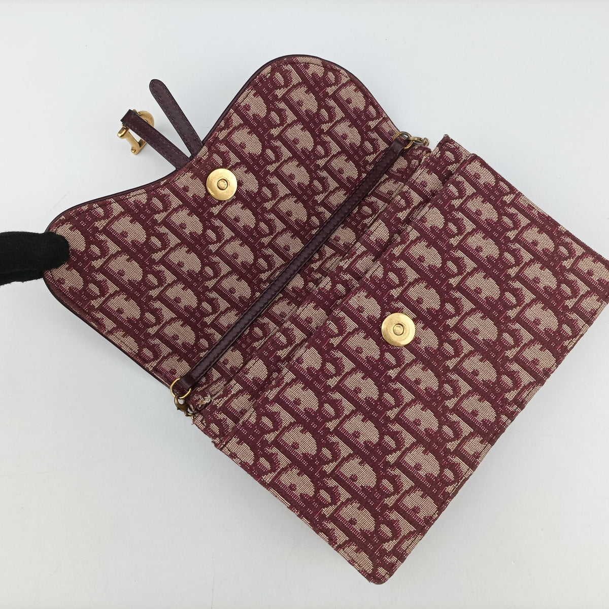 Pre-owned Christian Dior Saddle Red jacquard×Leather  shoulderbag | stylenewstar