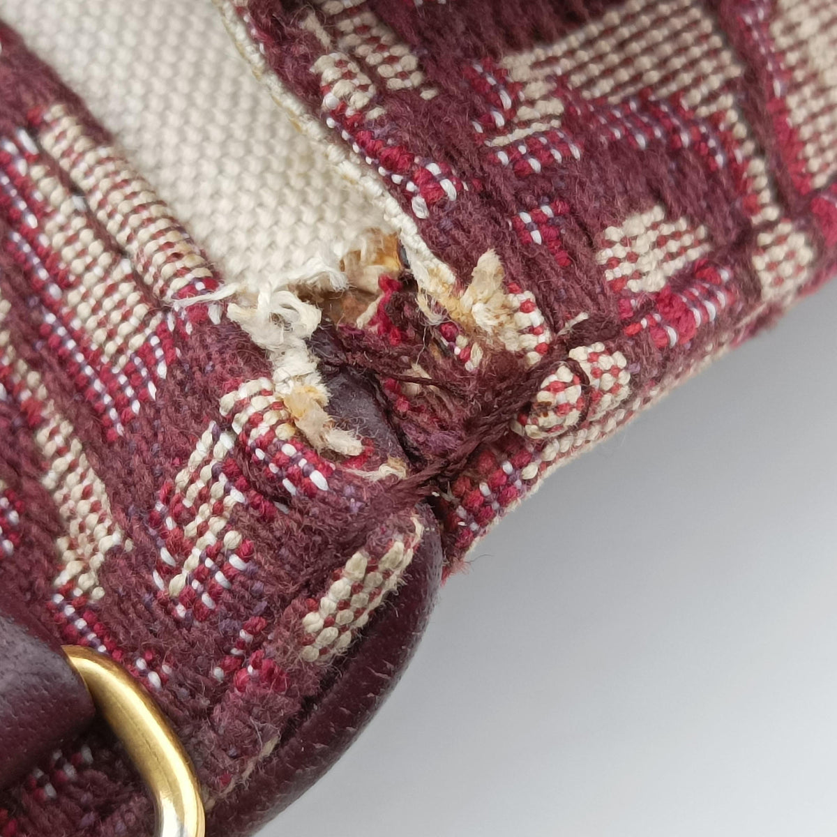 Pre-owned Christian Dior Saddle Red jacquard×Leather  shoulderbag | stylenewstar
