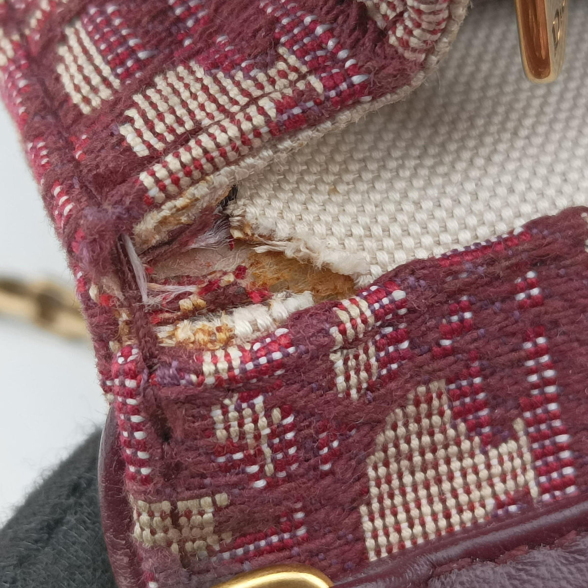 Pre-owned Christian Dior Saddle Red jacquard×Leather  shoulderbag | stylenewstar