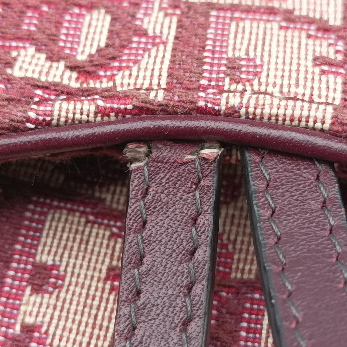 Pre-owned Christian Dior Saddle Red jacquard×Leather  shoulderbag | stylenewstar