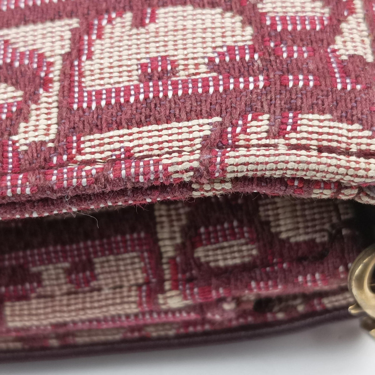 Pre-owned Christian Dior Saddle Red jacquard×Leather  shoulderbag | stylenewstar