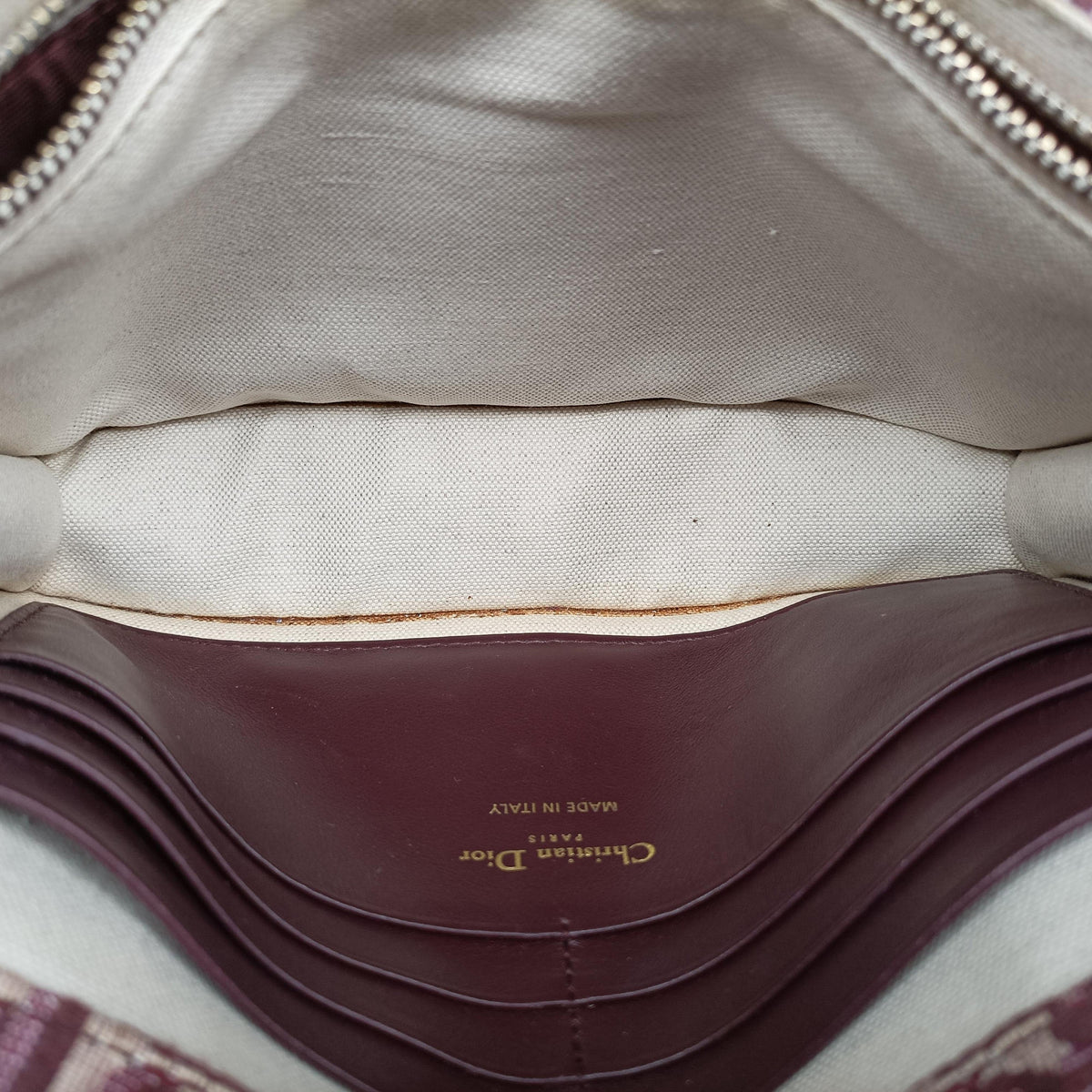 Pre-owned Christian Dior Saddle Red jacquard×Leather  shoulderbag | stylenewstar