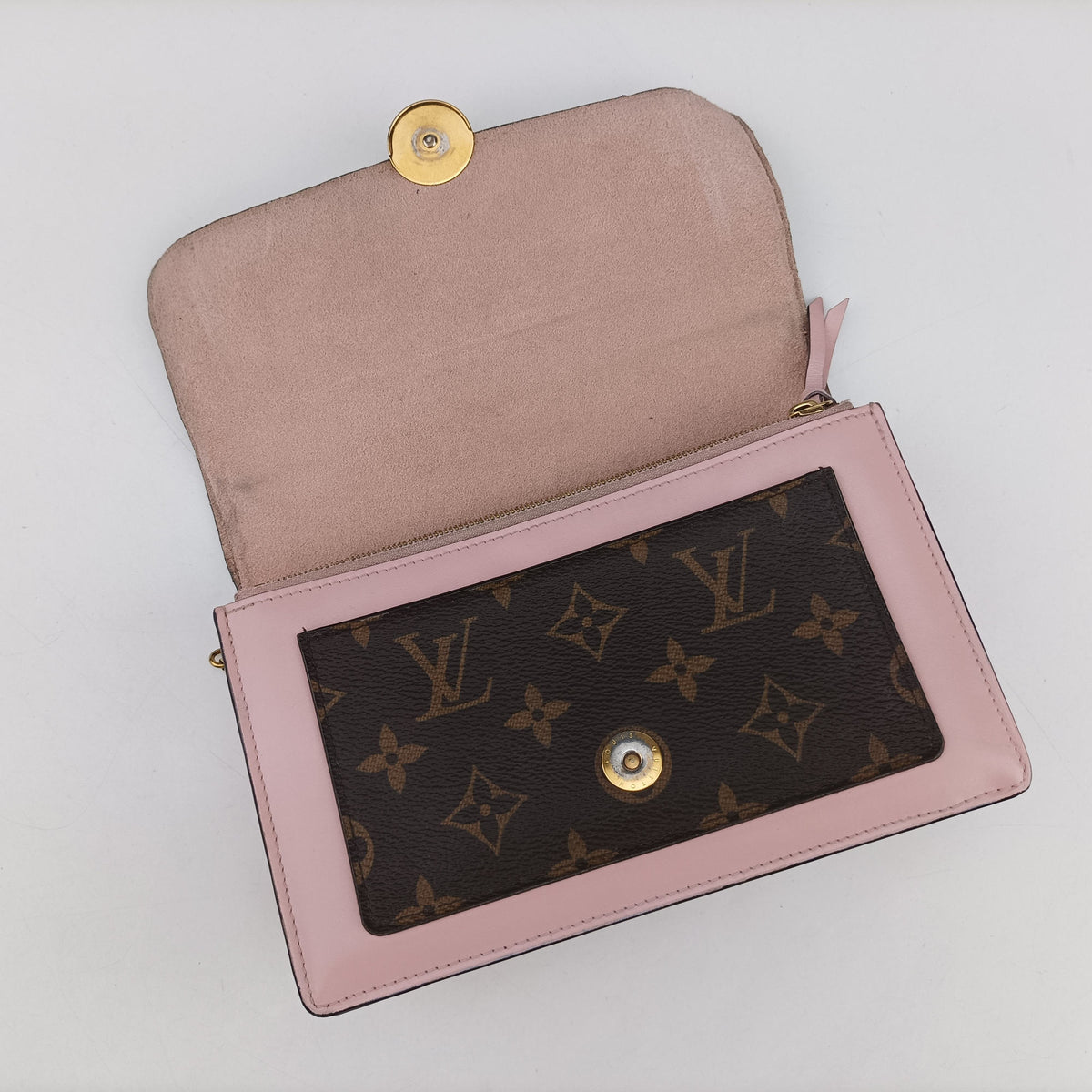 Vintage Louis Vuitton Portefeuille FLORE Chain brown×ROSE BALLERIN Monogram Canvas×calf leather M67405 shoulderbag | stylenewstar