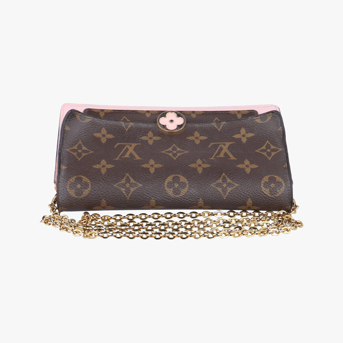 Vintage Louis Vuitton Portefeuille FLORE Chain brown×ROSE BALLERIN Monogram Canvas×calf leather M67405 shoulderbag | stylenewstar
