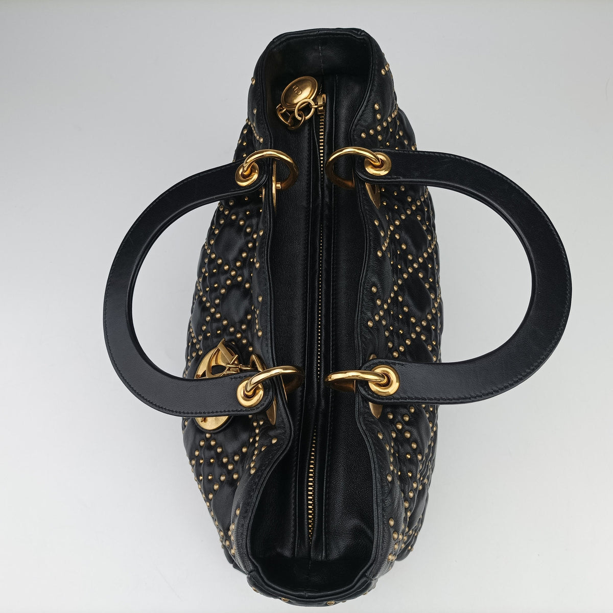 Pre-owned Christian Dior Lady Dior Black Leather  shoulderbag | stylenewstar
