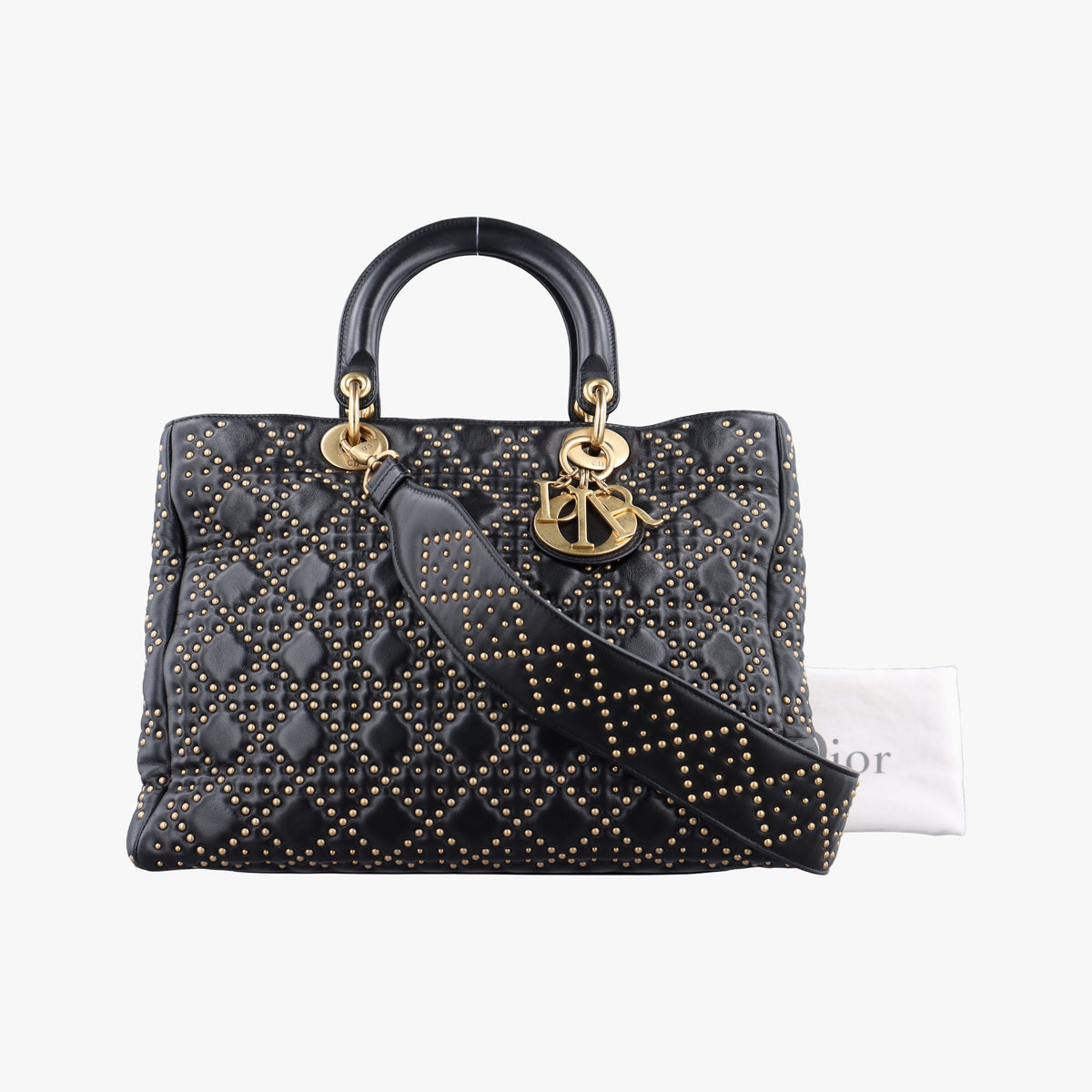 Pre-owned Christian Dior Lady Dior Black Leather  shoulderbag | stylenewstar