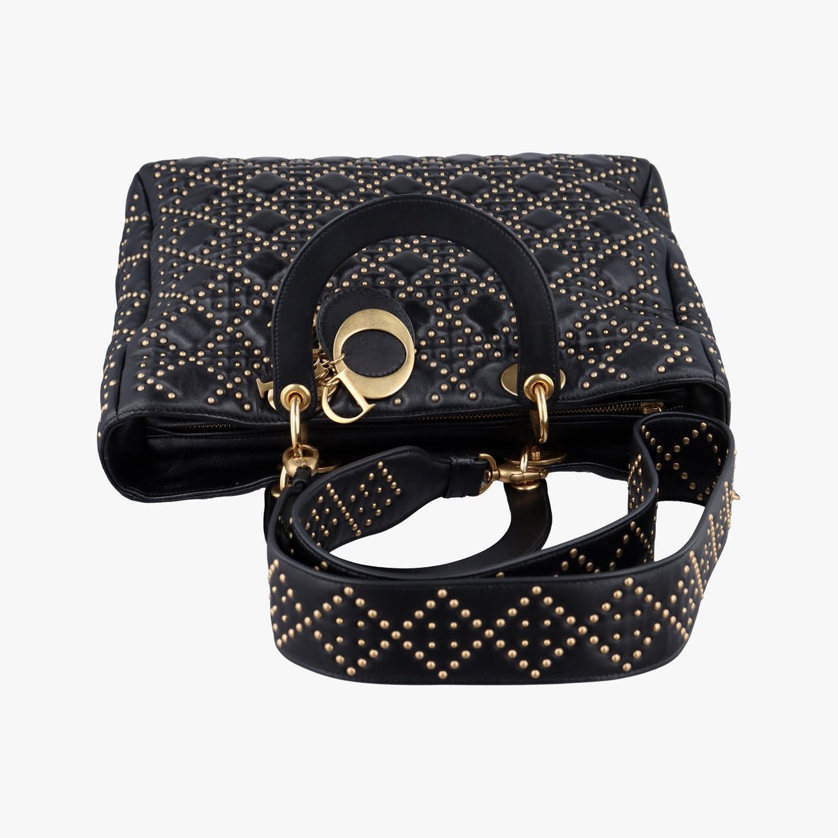 Pre-owned Christian Dior Lady Dior Black Leather  shoulderbag | stylenewstar