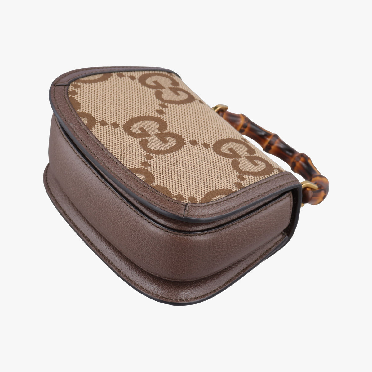 Pre-owned Gucci Jumbo GG Bamboo Beige x Brown canvas×leather 686864 shoulderbag | stylenewstar