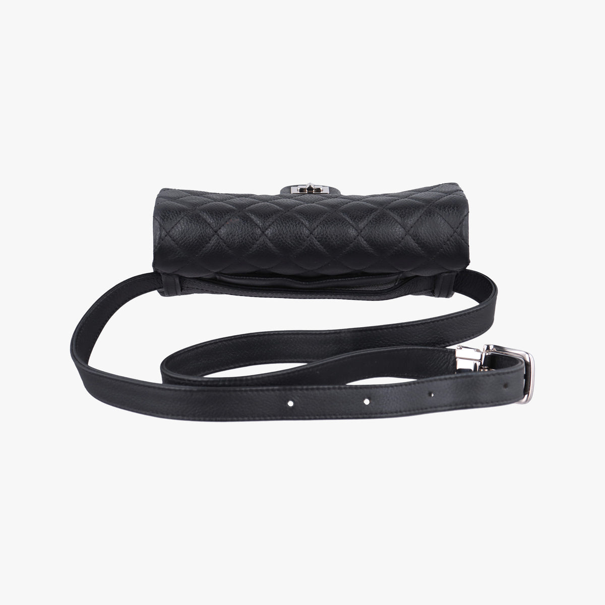 Pre-owned Chanel Matelasse 2.55 Black pebbled U48753 bum bag/waist bag | stylenewstar