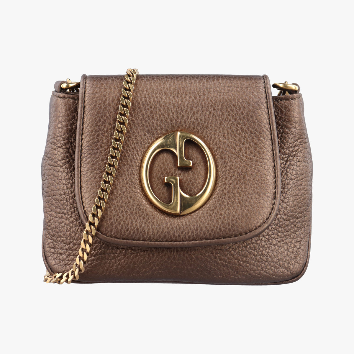 Pre-owned Gucci 1973 Double G Golden Leather 251821 shoulderbag | stylenewstar