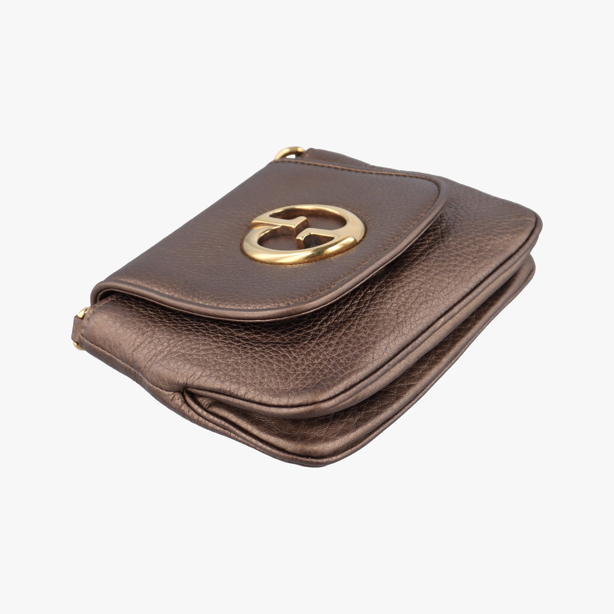 Pre-owned Gucci 1973 Double G Golden Leather 251821 shoulderbag | stylenewstar