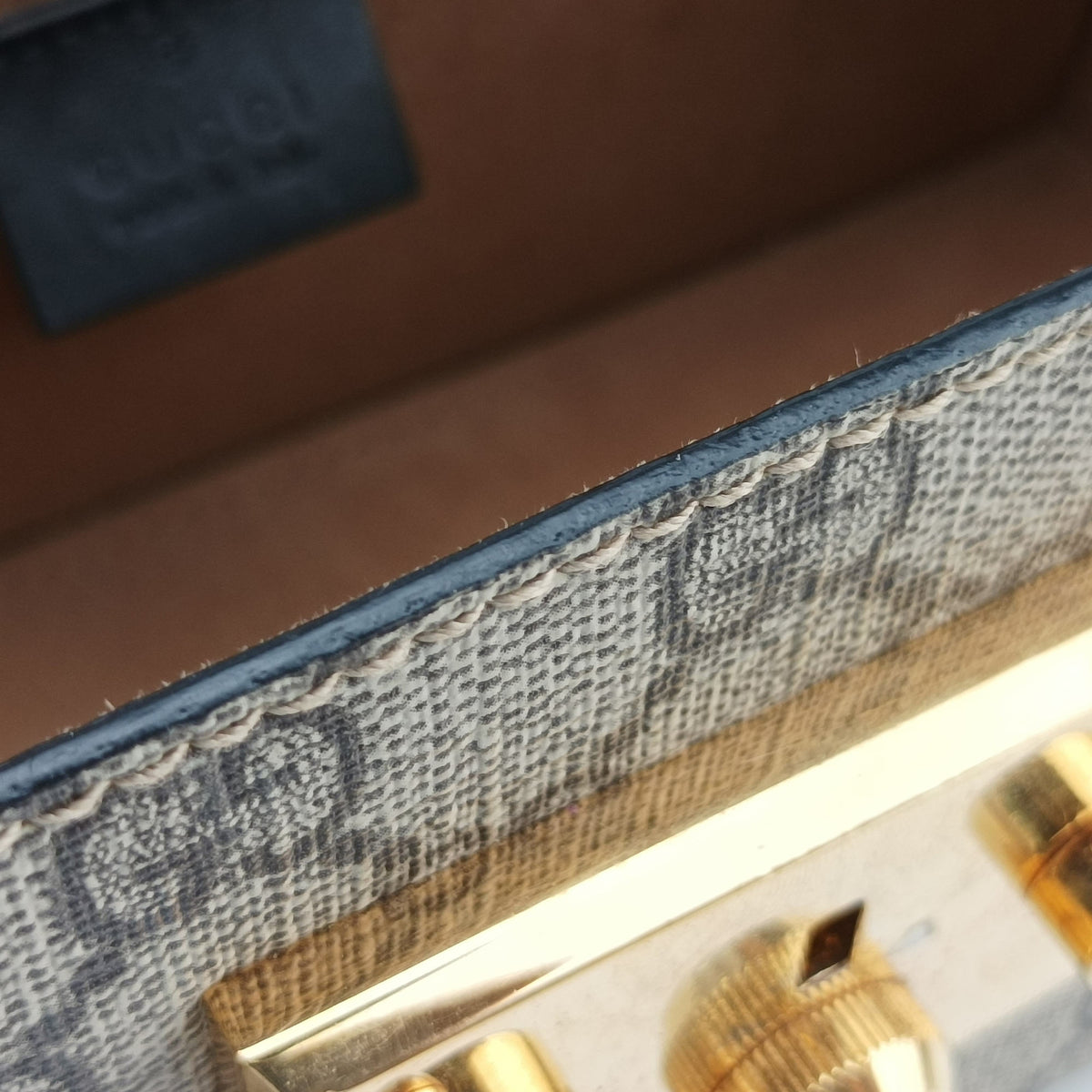 Pre-owned Gucci GG Supreme Bamboo Padlock Beige×Black×Brown PVC coated canvas×leather 603221 shoulderbag | stylenewstar