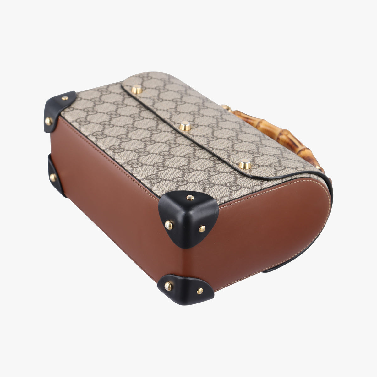 Pre-owned Gucci GG Supreme Bamboo Padlock Beige×Black×Brown PVC coated canvas×leather 603221 shoulderbag | stylenewstar
