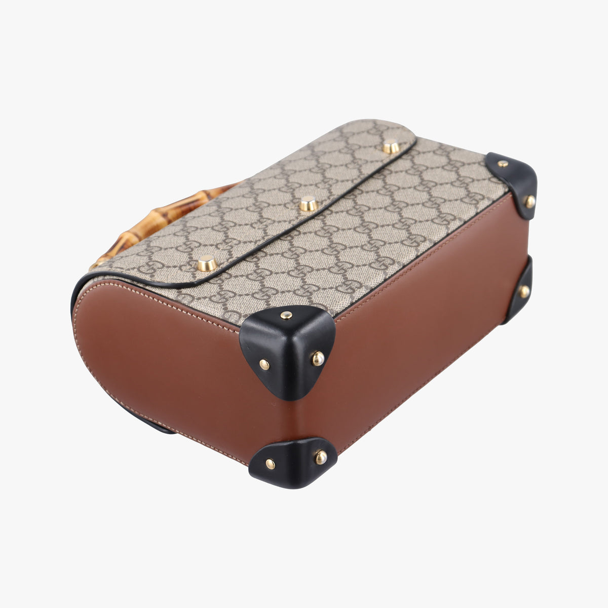Pre-owned Gucci GG Supreme Bamboo Padlock Beige×Black×Brown PVC coated canvas×leather 603221 shoulderbag | stylenewstar
