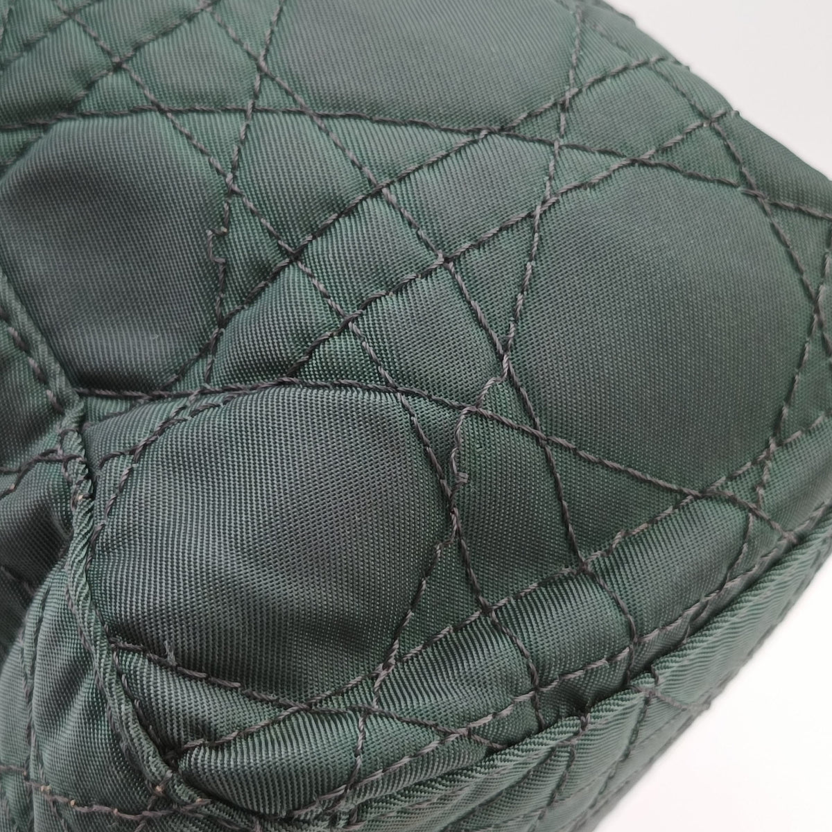 Pre-owned Christian Dior Lady Dior Green Nylon×Patent  handbag | stylenewstar