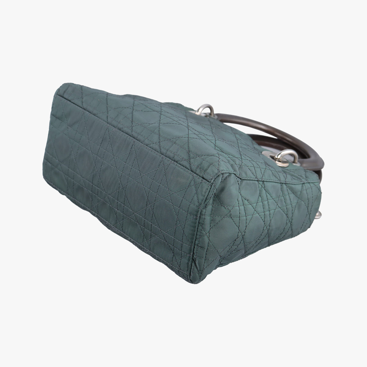 Pre-owned Christian Dior Lady Dior Green Nylon×Patent  handbag | stylenewstar