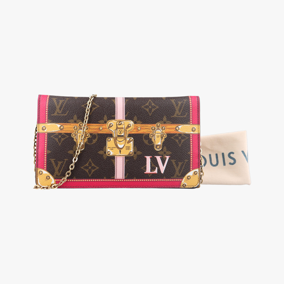 Vintage Louis Vuitton Pochette Weekend brown×Fuchsia Pink Monogram Canvas M62456 shoulderbag | stylenewstar