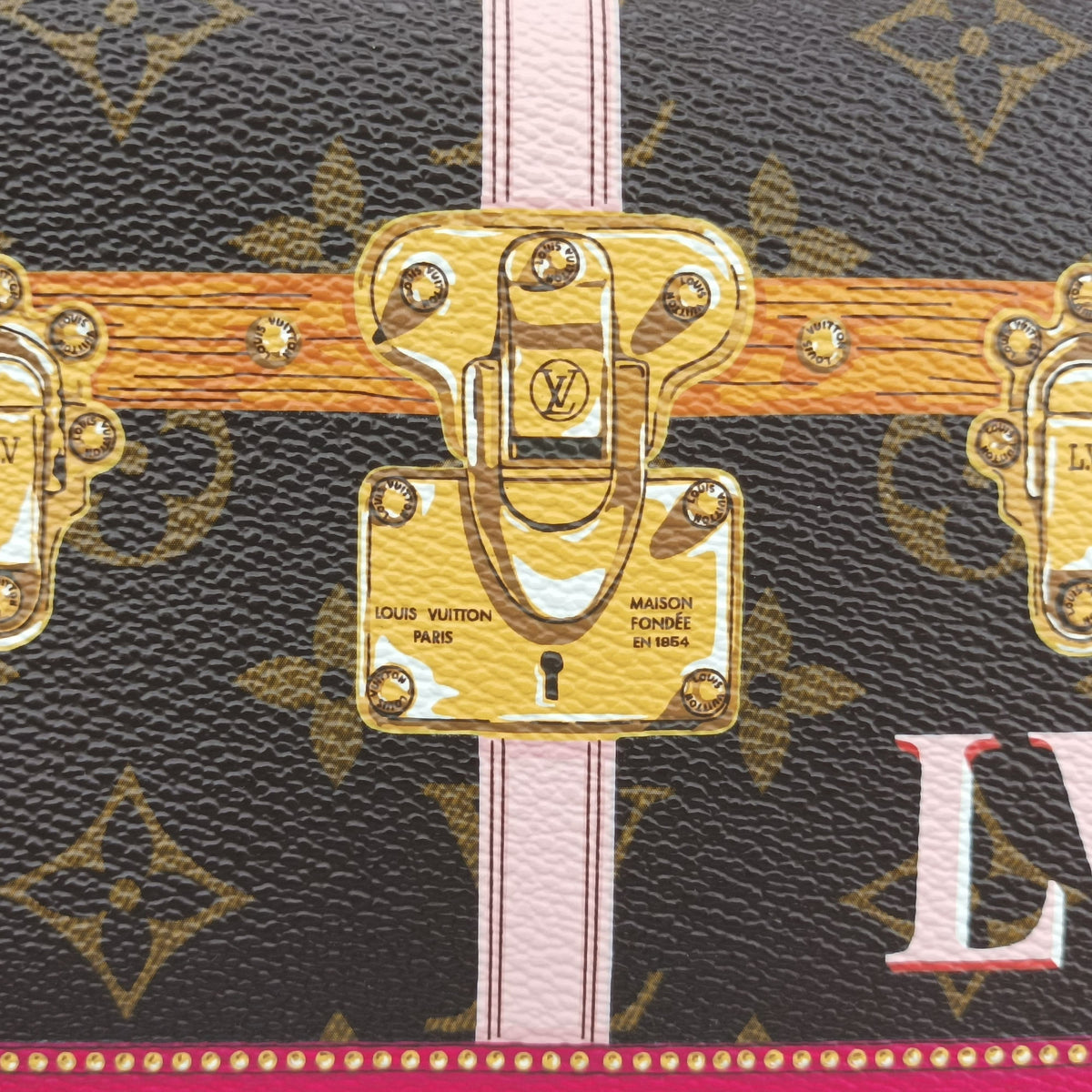 Vintage Louis Vuitton Pochette Weekend brown×Fuchsia Pink Monogram Canvas M62456 shoulderbag | stylenewstar